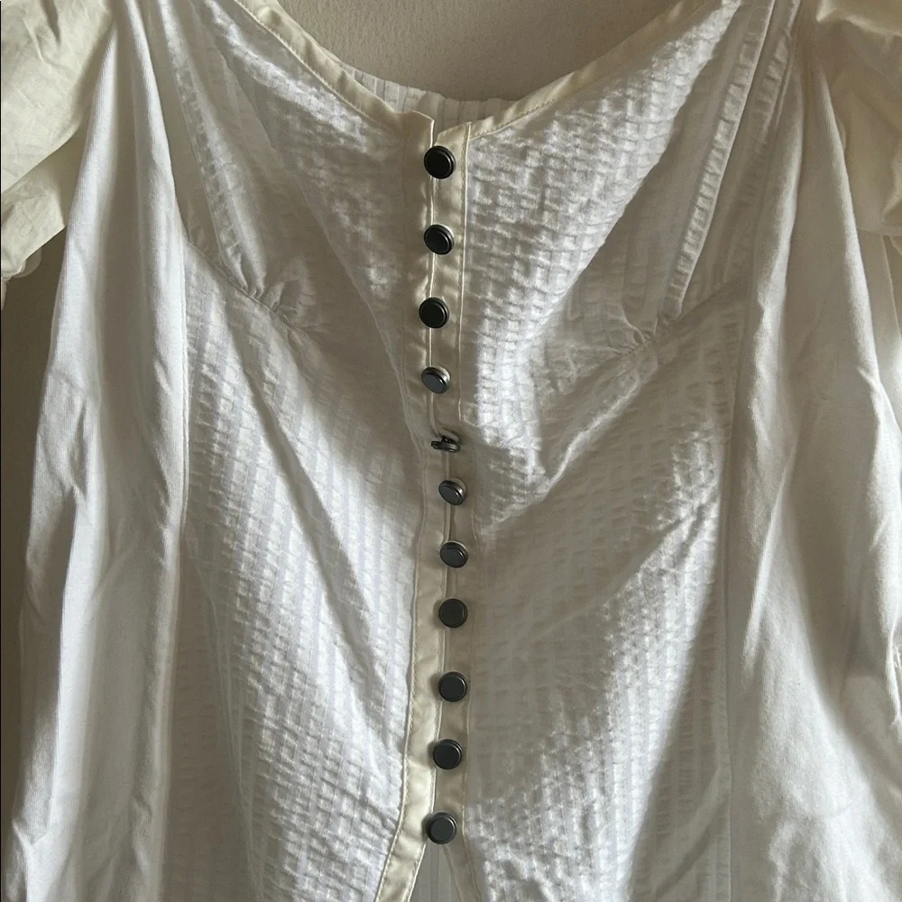 Maeve Puff-Sleeve White Sweetheart Top Size XS